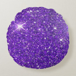Trendy lila funkelnder GlitzerGlitz Rundes Kissen
