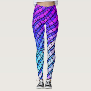 Trendy Lila Gradient Abstrakt Geometric Pattern Leggings