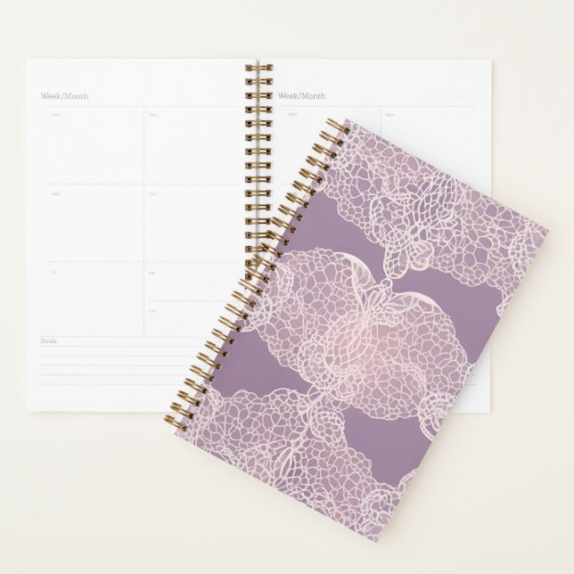 Trendy Lila Lavender Lace AI art Planer (Anzeige)