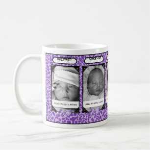 Trendy lila Leopard-Baby-Foto und Name Tasse