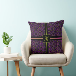 Trendy Lila Pattern Mit Monogramm Drehkissen Kissen
