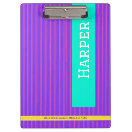 Trendy Lila Personalisierter Name Klemmbrett