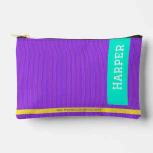 Trendy Lila Personalisierter Name und Monogramm Zubehörtasche