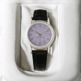 Trendy Lila Stylish Monogram Initial und Name Armbanduhr