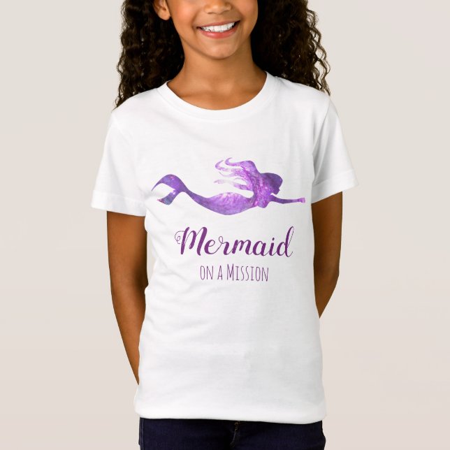Trendy Lila Superhero Mermaid auf einer Mission T-Shirt (Vorderseite)