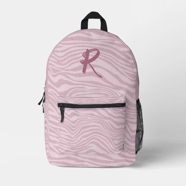 Trendy Lila Zebra Muster Waves Personalisiert Bedruckter Rucksack (Vorderseite)