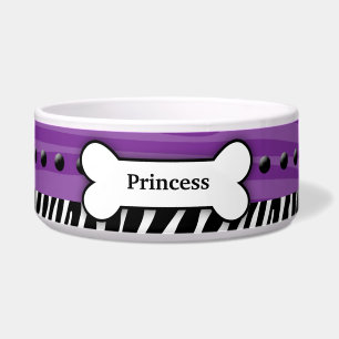 Trendy Lila Zebra Stripe Pet Dog Food Bowl Napf