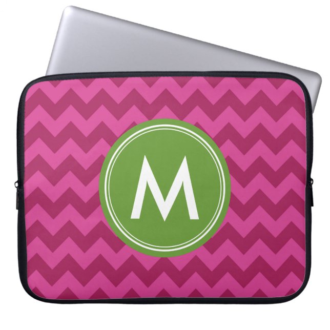 Trendy Lila Zickzack Personalize Monogram Laptopschutzhülle (Vorderseite)