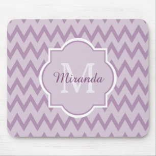 Trendy lila Zickzack Zickzack-Name und Monogramm Mousepad