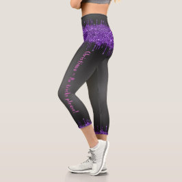 Trendy lilac glapping Halloween Thema Custom Capri Leggings