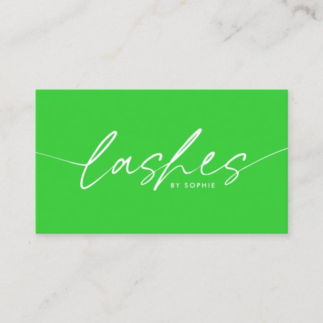 Trendy Lime Green Eyelash Extensions Lashes Visitenkarte (Vorderseite)