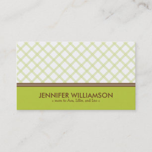 Trendy Lime Green Kariert Mommy Calling Card Telefonnummerkarte