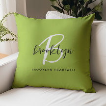 Trendy Lime Green Schwarz-weiß Script Monogram Nam