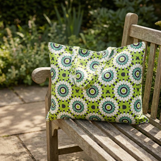 Trendy Lime Green White & Black Geometric Muster Stoff (Von Creator hochgeladen)
