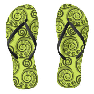 Trendy Limon-Green Koru Fern Blätter Flip Flops