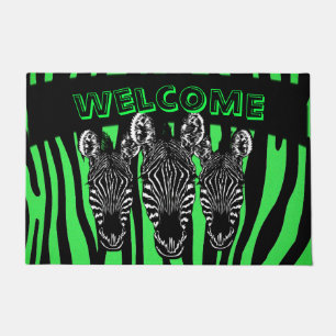 Trendy Limon Zebra Herd auf Zebra Print Fußmatte