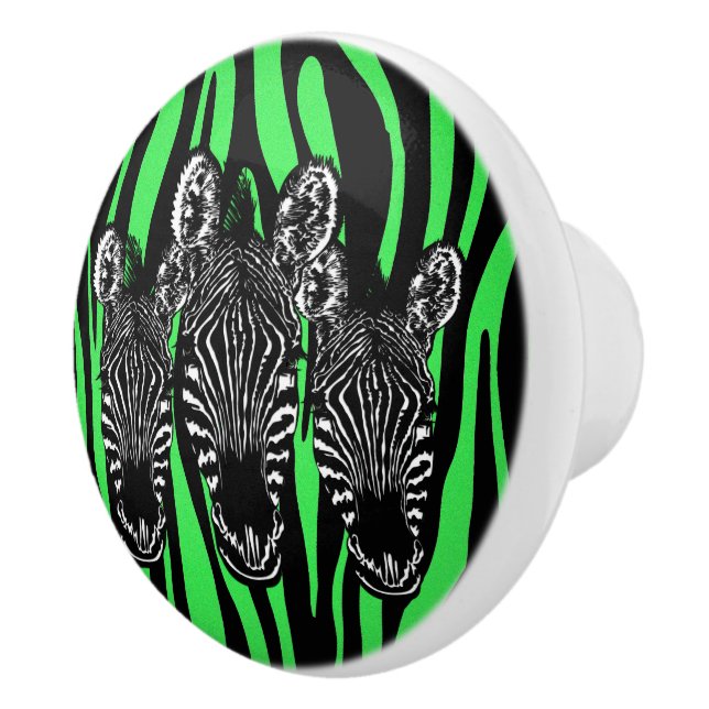 Trendy Limon Zebra Herd auf Zebra Print Keramikknauf (Rechts)