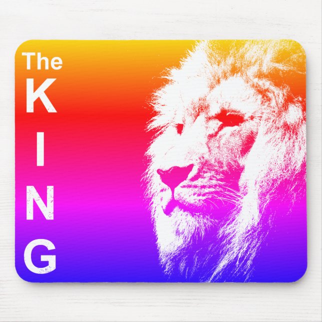 Trendy Lion Head Pop Art Picture The King Template Mousepad (Vorne)