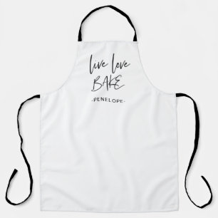 Trendy Live Love Bake Handlettering mit Namen Schürze