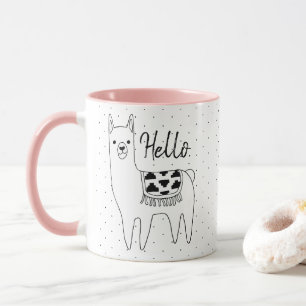 Trendy Llama Sketch & Black Dots Hallo Tasse