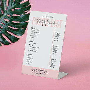 Trendy Logo Rosa Schönheitssalon-Preismenü Sockelschild