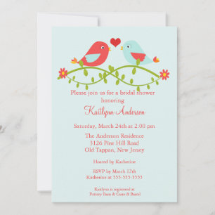 Trendy Love Birds Bridal Dusche Einladung
