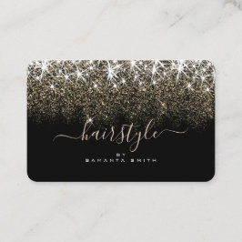 Trendy Luminous Gold Glitzer Stars Hair Stylist Visitenkarte
