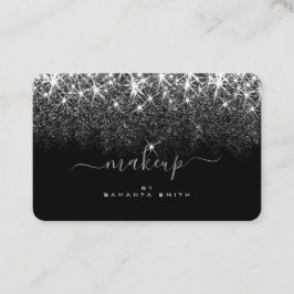 Trendy Luminy Silver Glitzer Stars Makeup Artist Visitenkarte