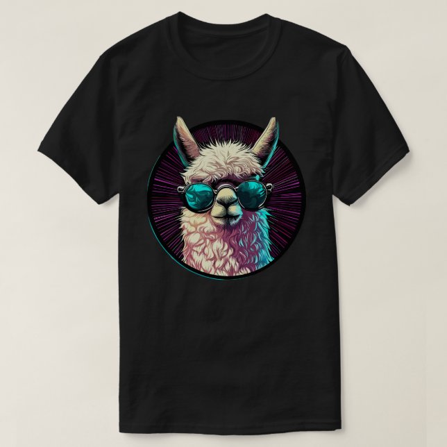 Trendy lustiger Llama in Sonnenbrille T-Shirt (Design vorne)