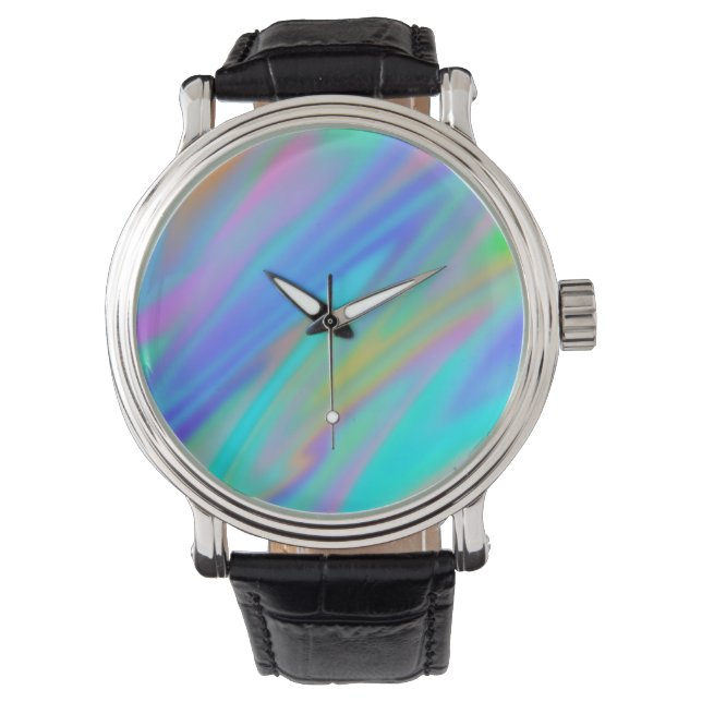 Trendy luxuriöse grün blaue lila Imitate holografi Armbanduhr (Vorderseite)