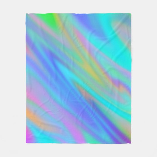Trendy luxuriöse grün blaue lila Imitate holografi Fleecedecke (Vorderseite)