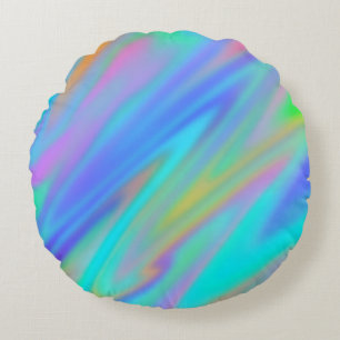 Trendy luxuriöse grün blaue lila Imitate holografi Rundes Kissen