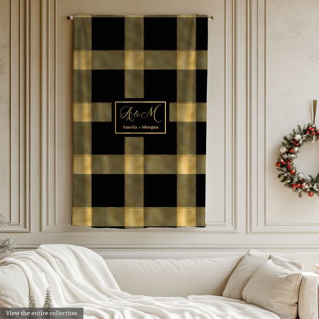 Trendy Luxurious Black Gold Modern Throw Blanket Fleecedecke (Trendy Luxurious Black Gold Modern Throw Blanket)