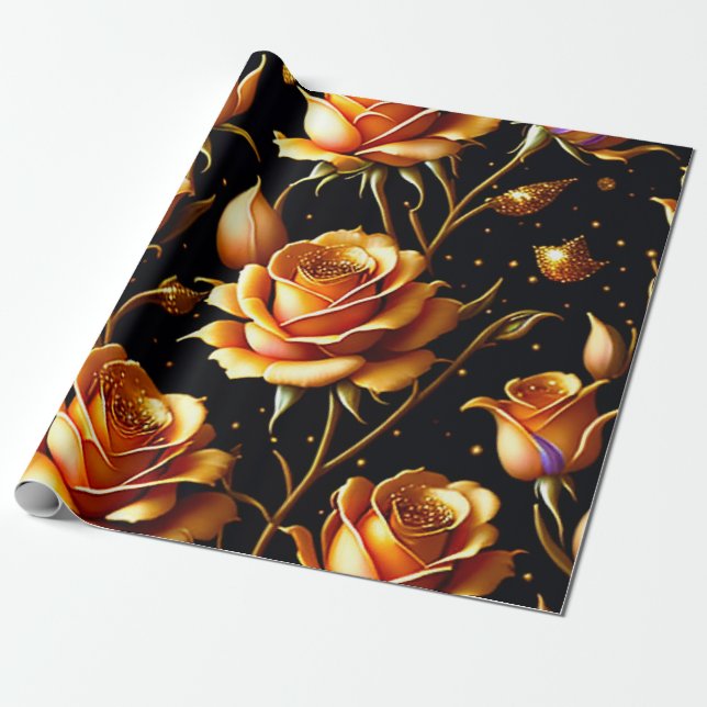 Trendy Luxury Big Gold Rose Collection Geschenkpapier (Ungerollt)