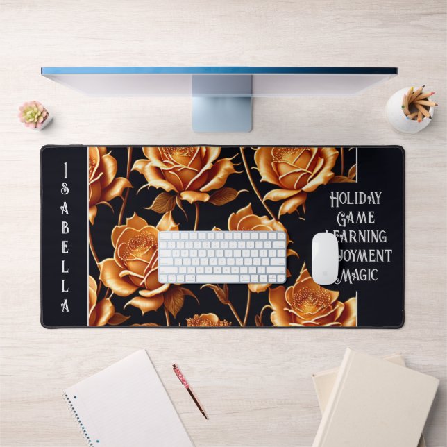 Trendy Luxury Boho Gold Rose Collection Schreibtischunterlage (Büro 1)