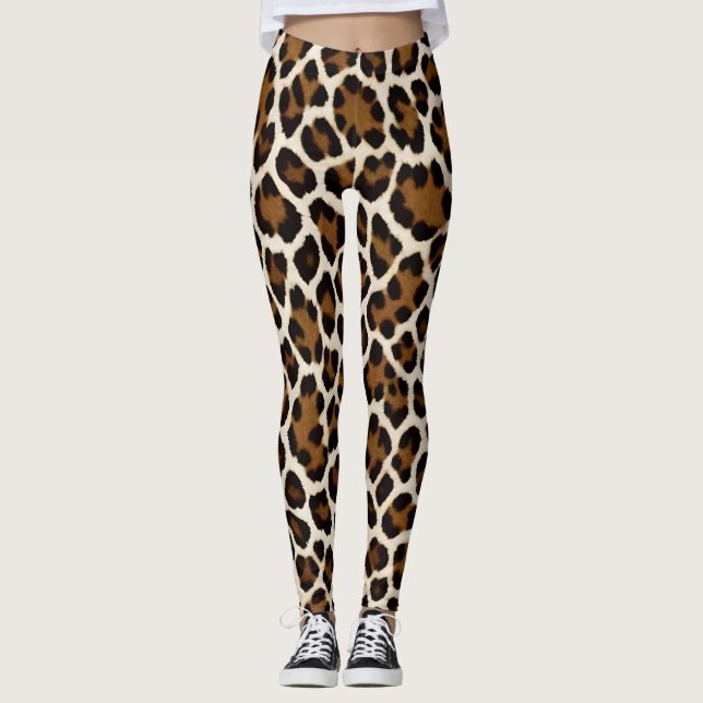 Trendy Luxus Weißer Leopard Leggings (Vorderseite)