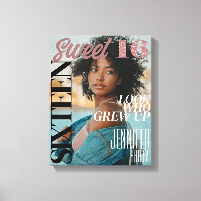 Trendy Magazine Cover 16 . Geburtstag Canvas Print Leinwanddruck (Vorderseite)