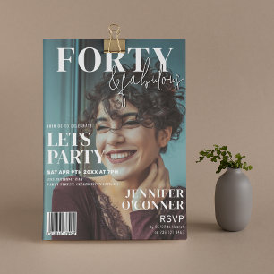 Trendy Magazine Cover   40. Geburtstag Party Einladung