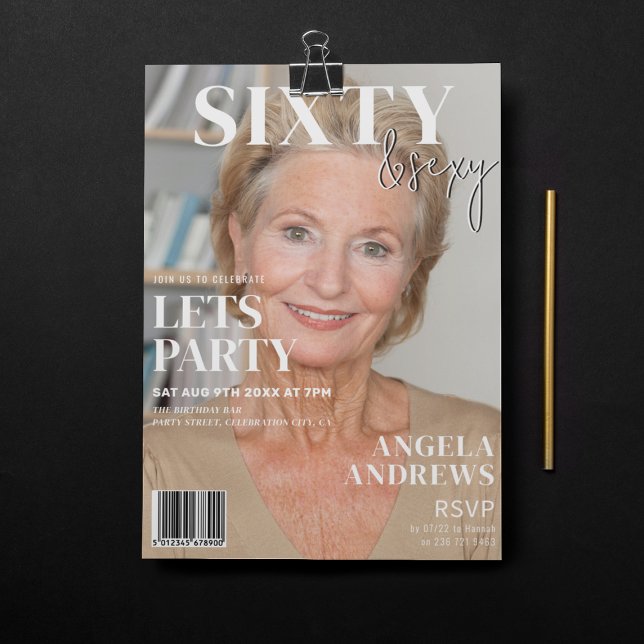 Trendy Magazine Cover | 60. Geburtstagsparty Einladung (Von Creator hochgeladen)