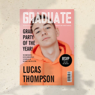Trendy Magazine Cover Foto Graduation Party Einladung