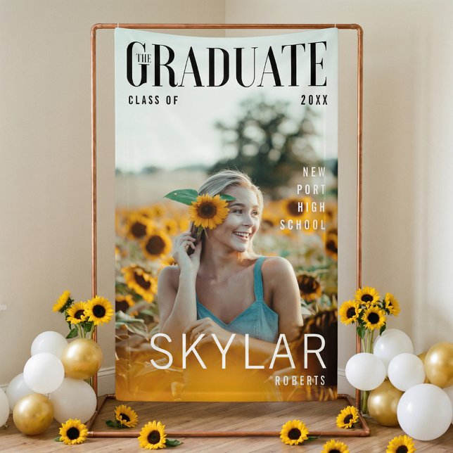 Trendy Magazine Cover  Girl Abschluss Banner (Graduation Trendy Magazine Photo Cover Banner)