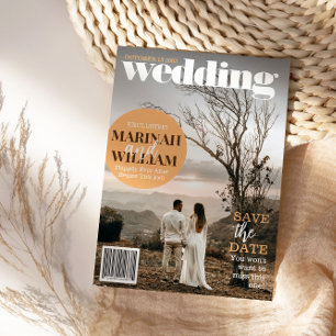 Trendy Magazine Cover Save the Date Foto Einladung