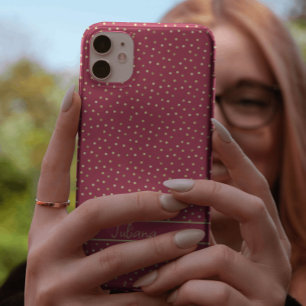 Trendy Magenta & Gold Confetti Dots Personalisiert Case-Mate iPhone 14 Pro Hülle