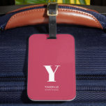 Trendy Magenta Simple Monogram Name Gepäckanhänger<br><div class="desc">Trendy Magenta Simple Monogram Name Luggage Tag</div>
