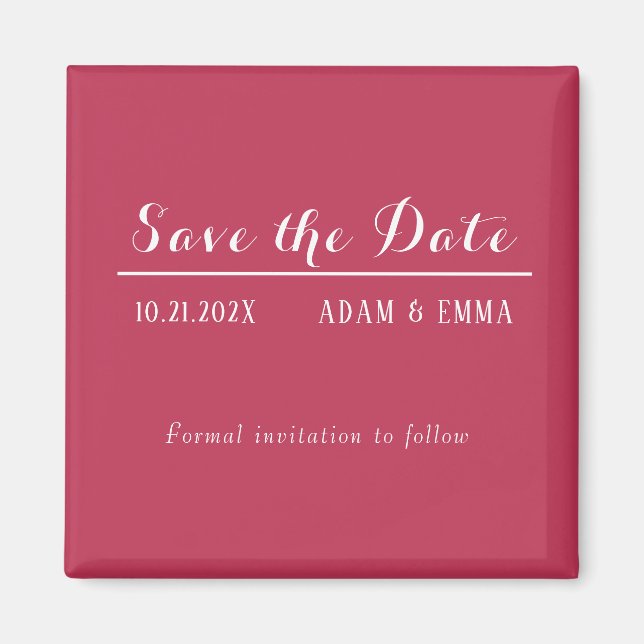Trendy Magenta & White speichern das Date Magnet (Vorne)