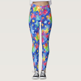 Trendy Magic Colorful Rainbow Stars Muster Leggings