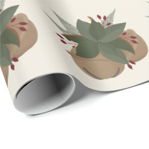 Trendy Magnolia Spray und Weihnachtsglocken Design Geschenkpapier