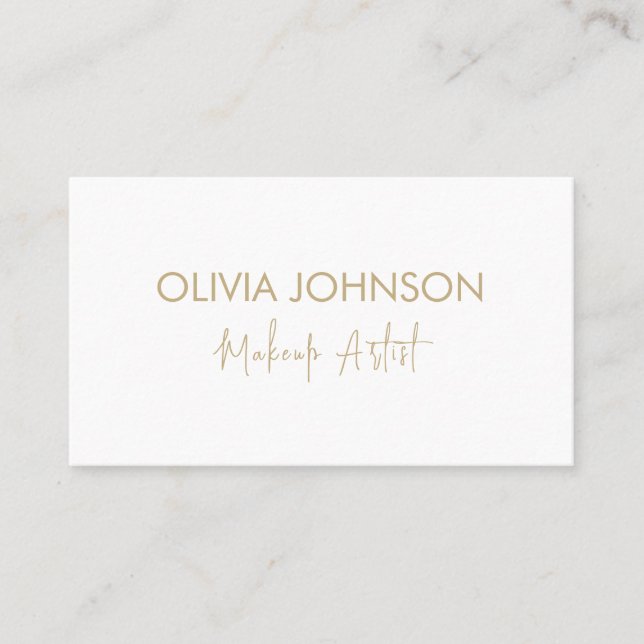 Trendy Makeup Artist Business Cards | Gold White Visitenkarte (Vorderseite)