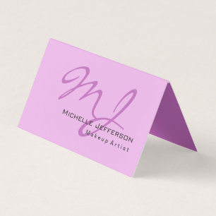 Trendy Makeup Artist Lilac & Orchid Color Monogram Visitenkarten