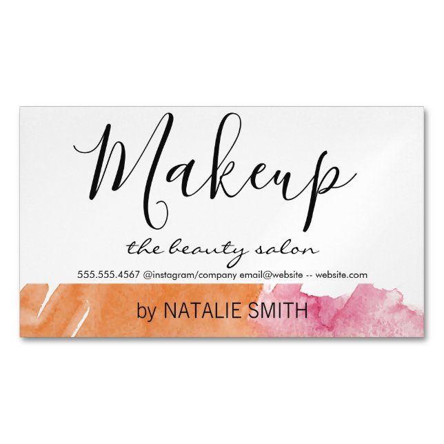 Trendy Makeup Artist Watercolor Magnetische Visitenkarte (Vorderseite)